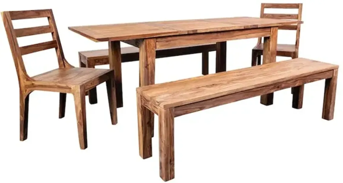 Porter Designs Urban Solid Sheesham Wood Dining Bench, Natural