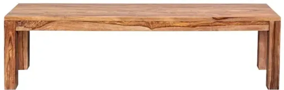 Porter Designs Urban Solid Sheesham Wood Dining Bench, Natural