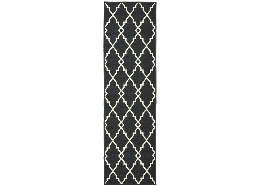 Marina 2'3" x 7'6" Black Rug