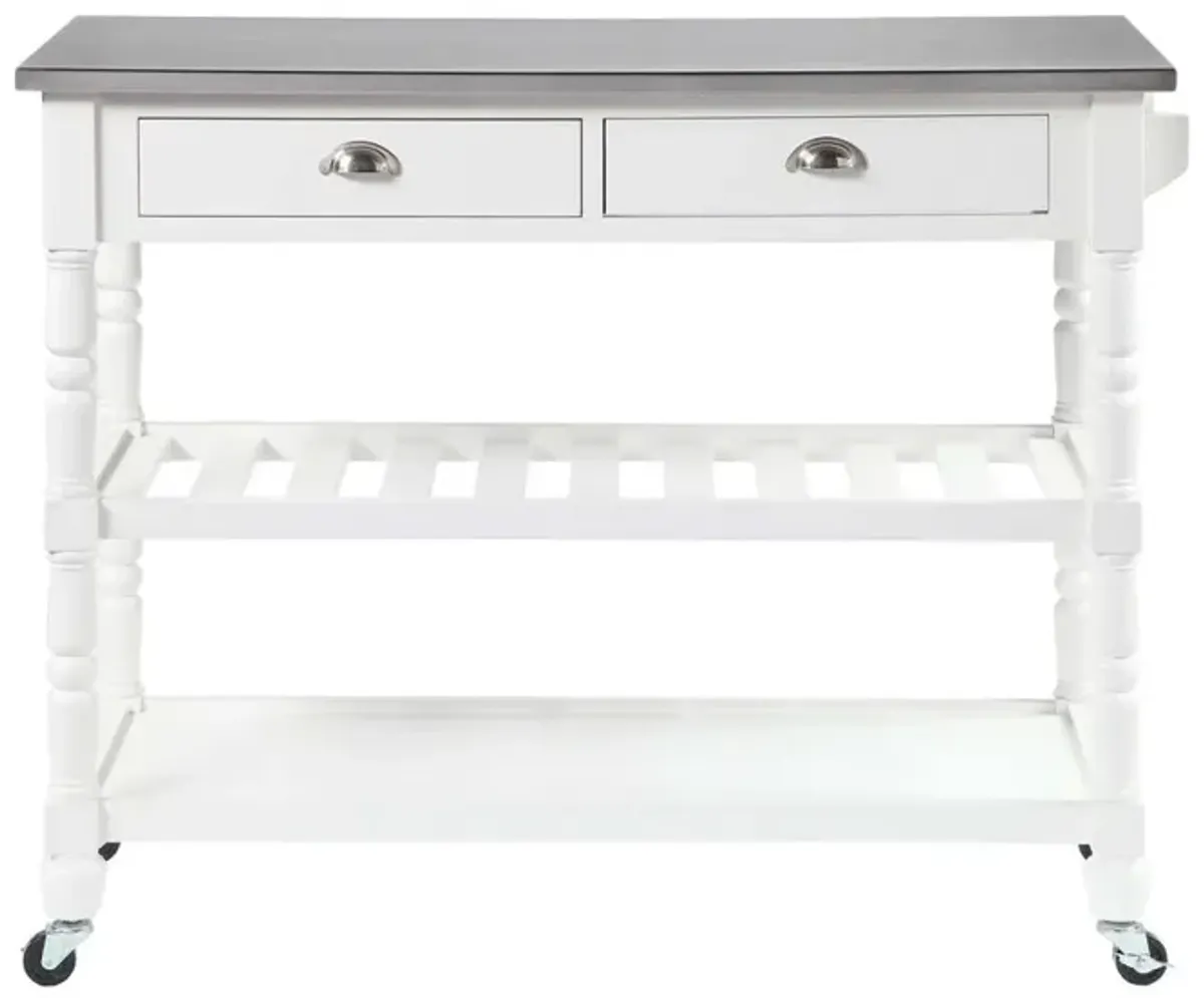 Convenience Concepts French Country 3 Tier Stainless Steel Kitchen Cart with Drawers