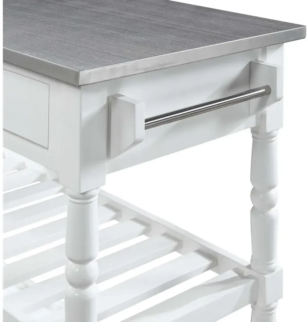 Convenience Concepts French Country 3 Tier Stainless Steel Kitchen Cart with Drawers