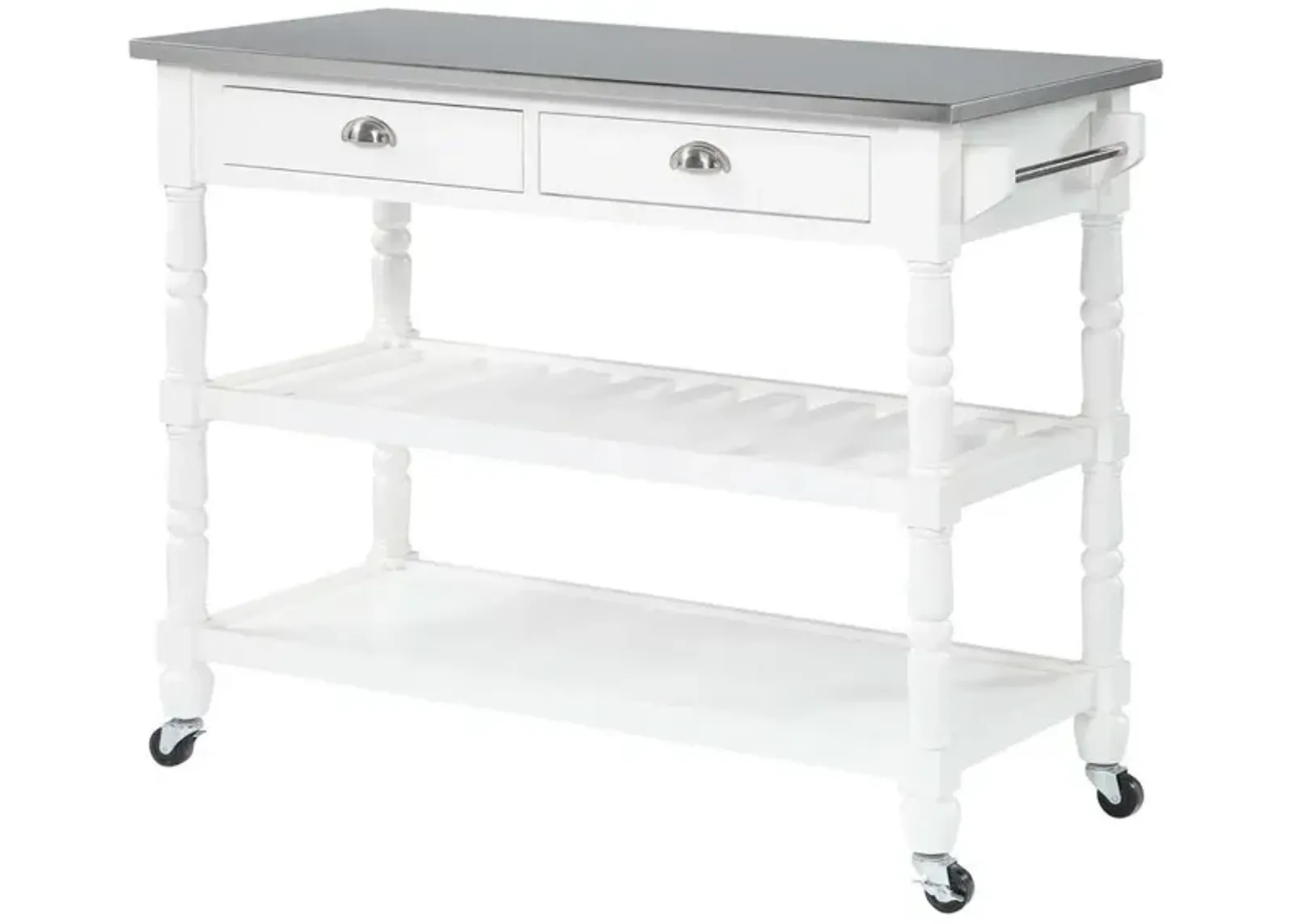 Convenience Concepts French Country 3 Tier Stainless Steel Kitchen Cart with Drawers