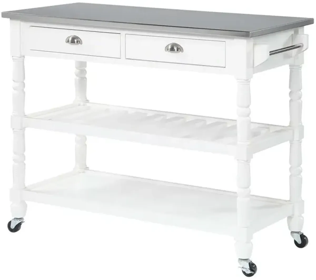 Convenience Concepts French Country 3 Tier Stainless Steel Kitchen Cart with Drawers