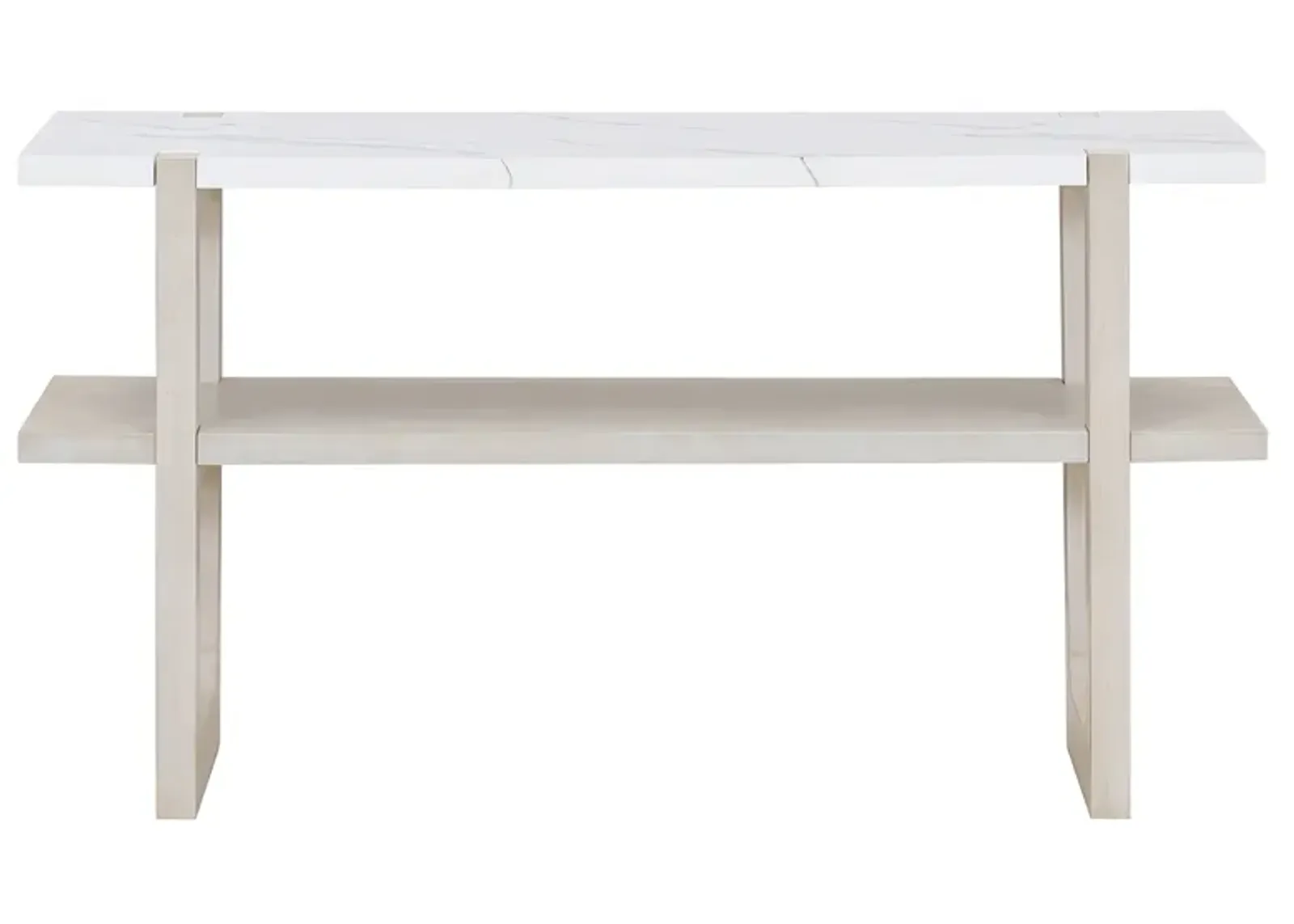 Merax Retro Elegant Console Table with Marble-Effect Top