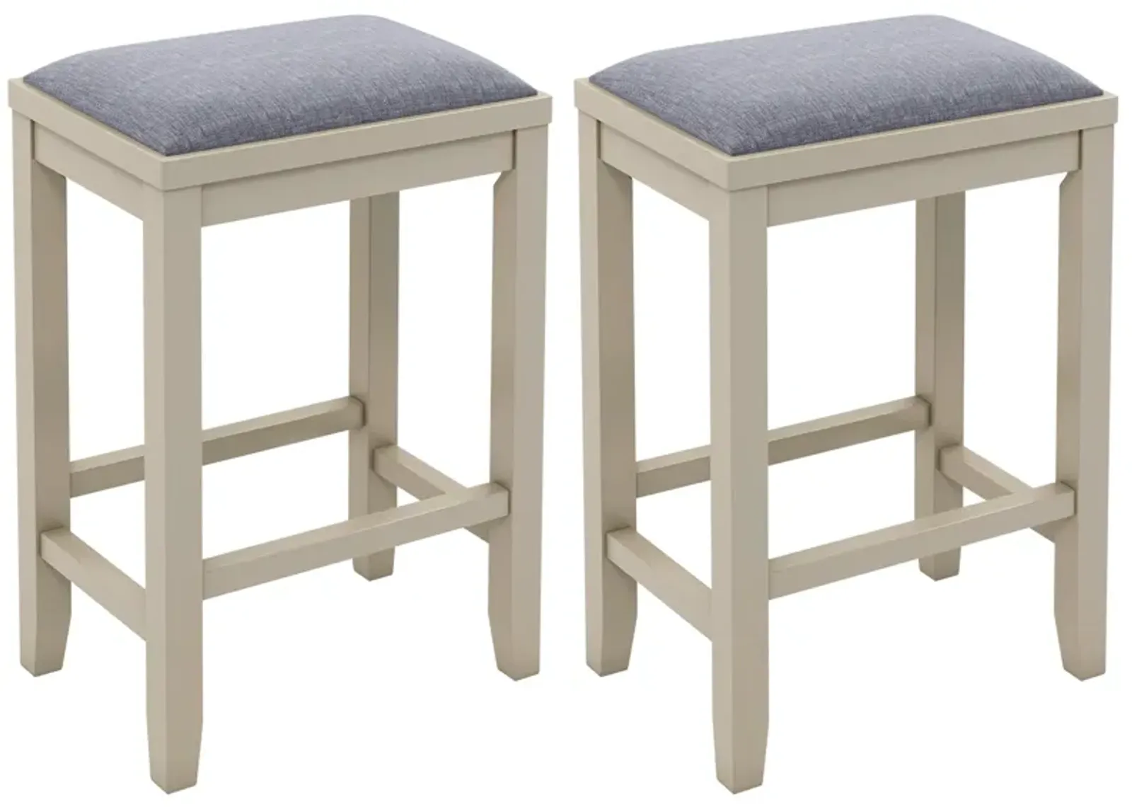 2 Pieces 25 Inch Upholstered Bar Stool Set with Solid Rubber Wood Frame and Footrest