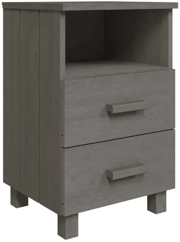 Bedside Cabinet HAMAR Light Gray 15.7"x13.8"x24.4" Solid Wood Pine