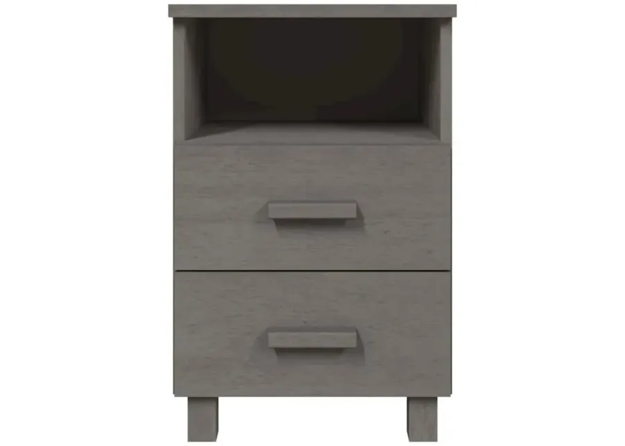 Bedside Cabinet HAMAR Light Gray 15.7"x13.8"x24.4" Solid Wood Pine