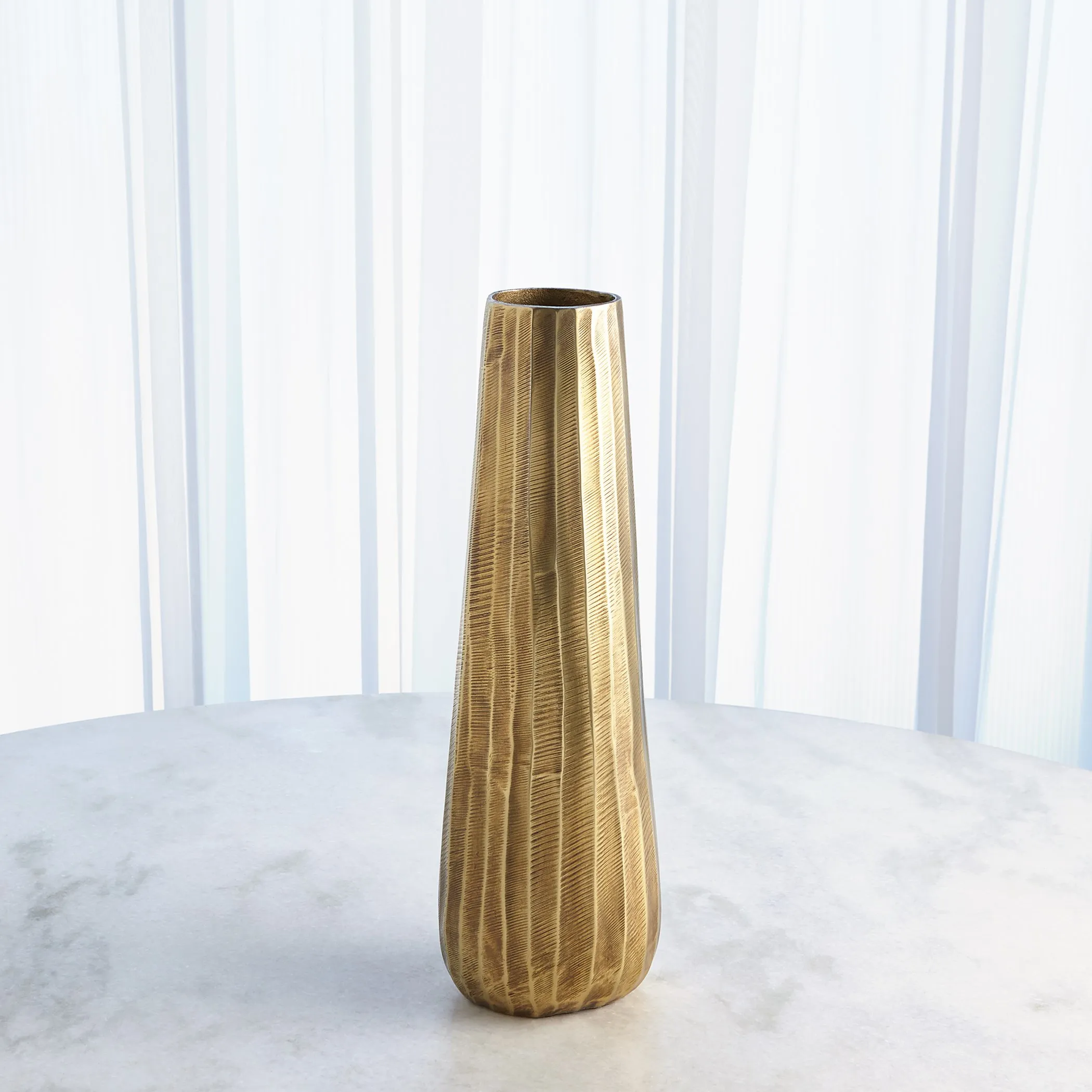 Chased Round Vase- Medium Brass