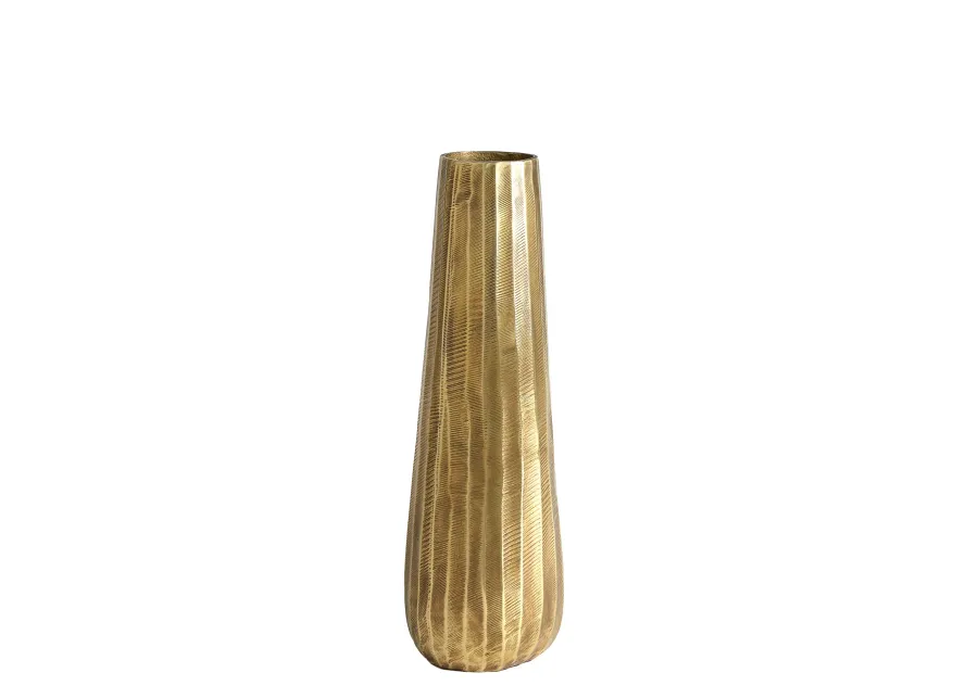 Chased Round Vase- Medium Brass