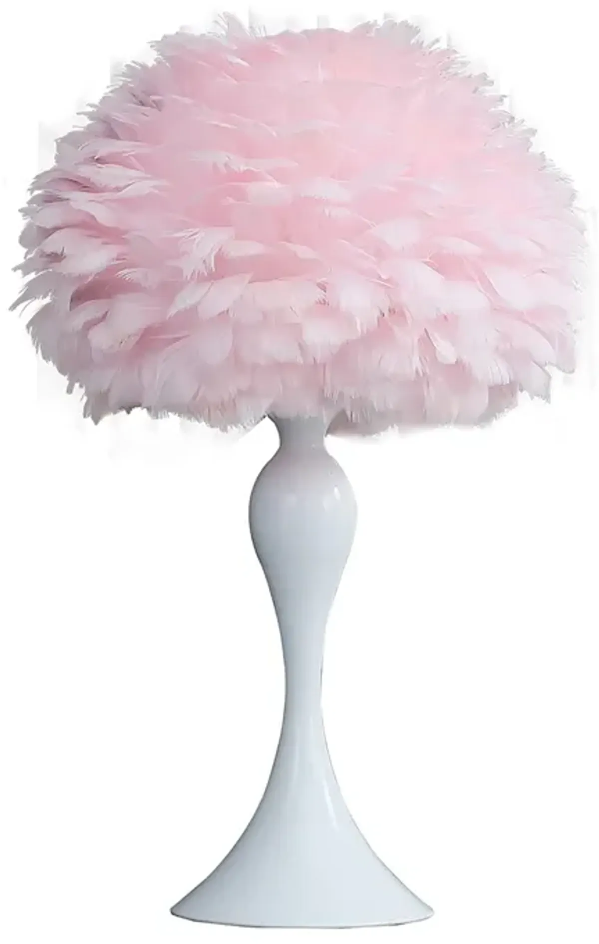 Lily 24 Inch Metal Glam Feather Table Lamp, Candlestick, 40W, Pink, Red-Benzara