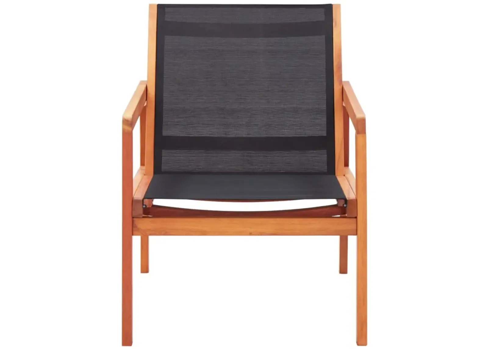 vidaXL Patio Lounge Chair Black Solid Wood Eucalyptus and Textilene