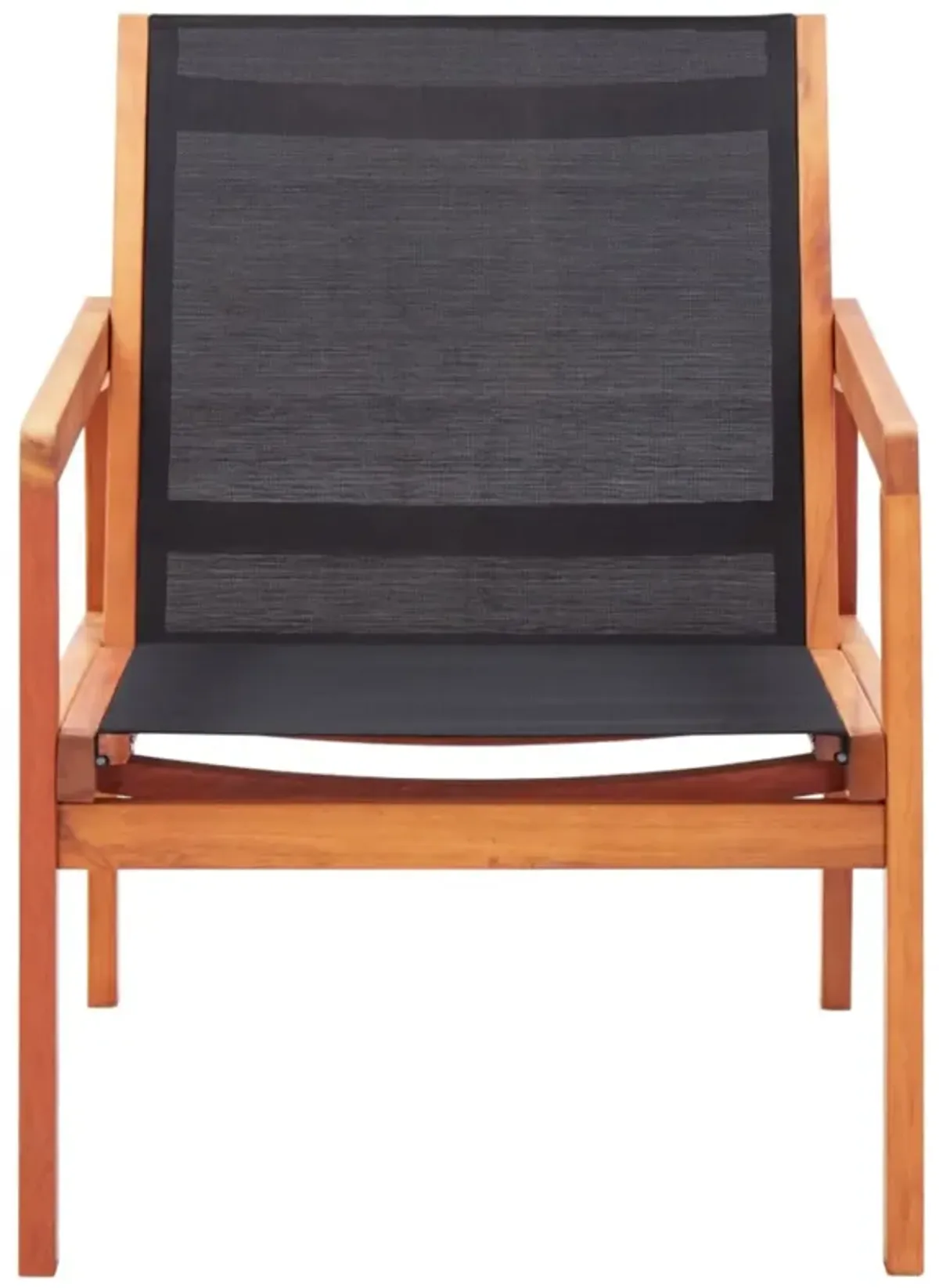 vidaXL Patio Lounge Chair Black Solid Wood Eucalyptus and Textilene