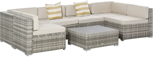 7PC Rattan Wicker Sofa Set Sectional Couch Cushioned Furniture Patio Outdoor