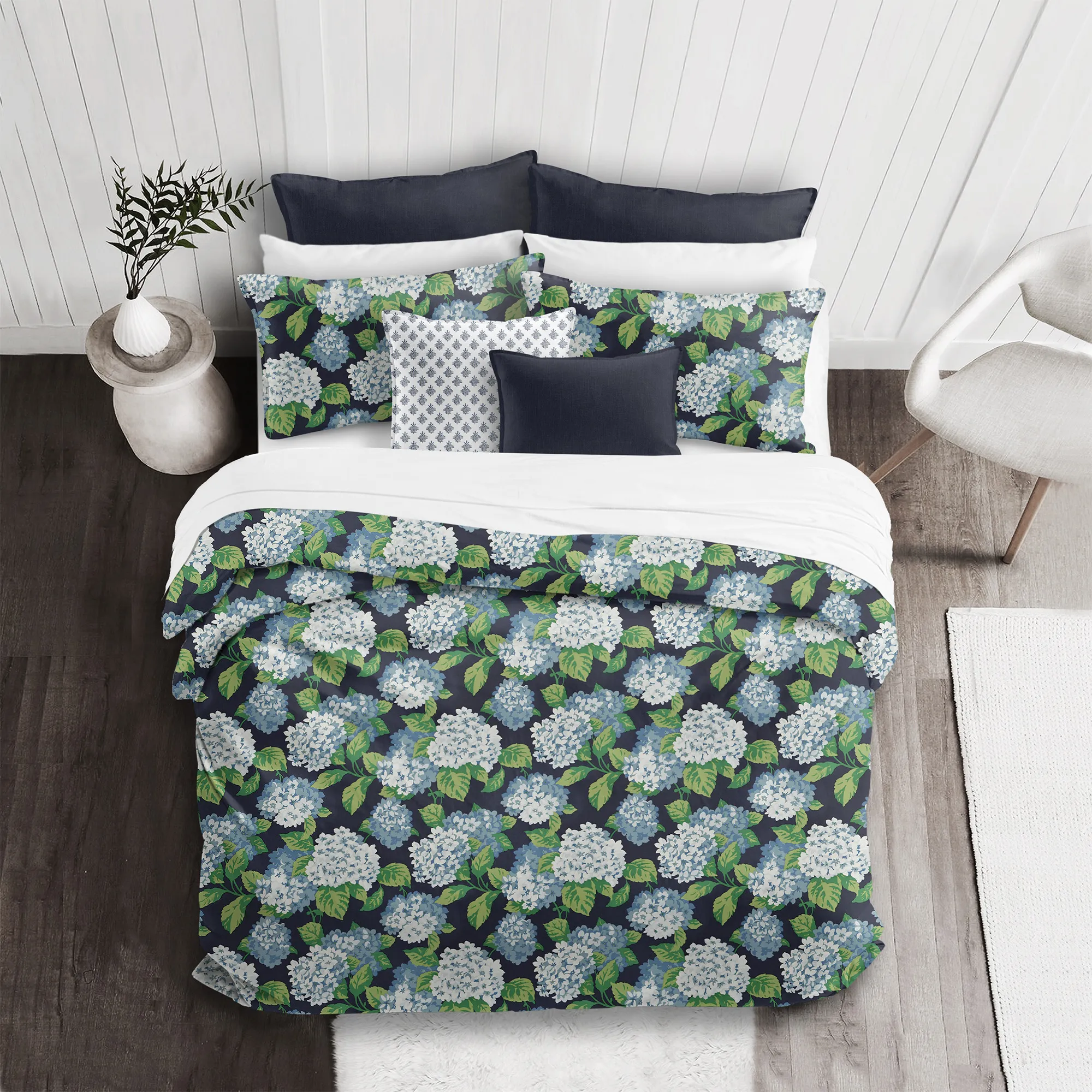 6ix Tailors Fine Linens Midnight Garden Navy Duvet Cover Set