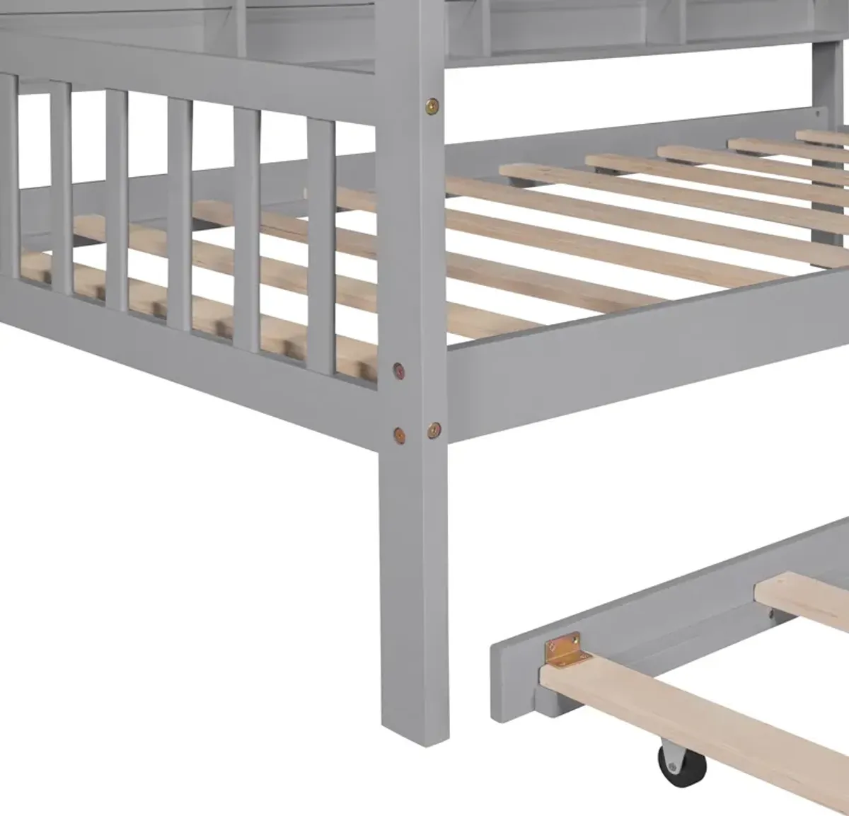 Merax Wooden House Platform with Trundle Bed Frame