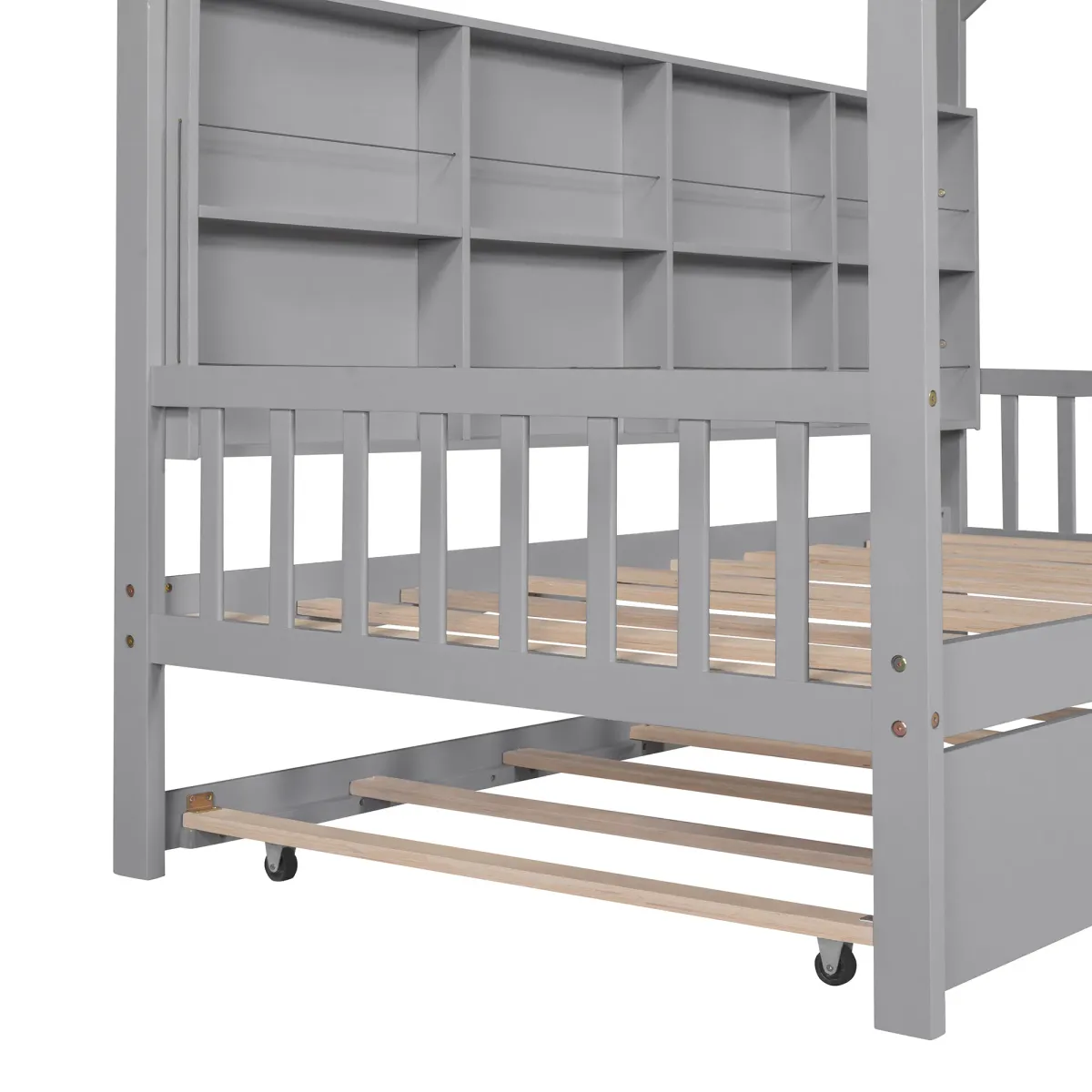 Merax Wooden House Platform with Trundle Bed Frame