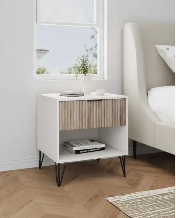 Dumbo 1-Drawer Nightstands in White and Gray (Set of 2)