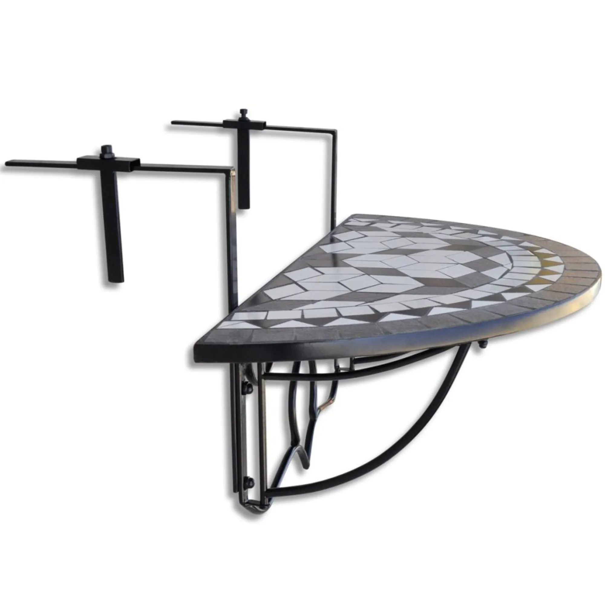 vidaXL Hanging Balcony Table Black and White Mosaic