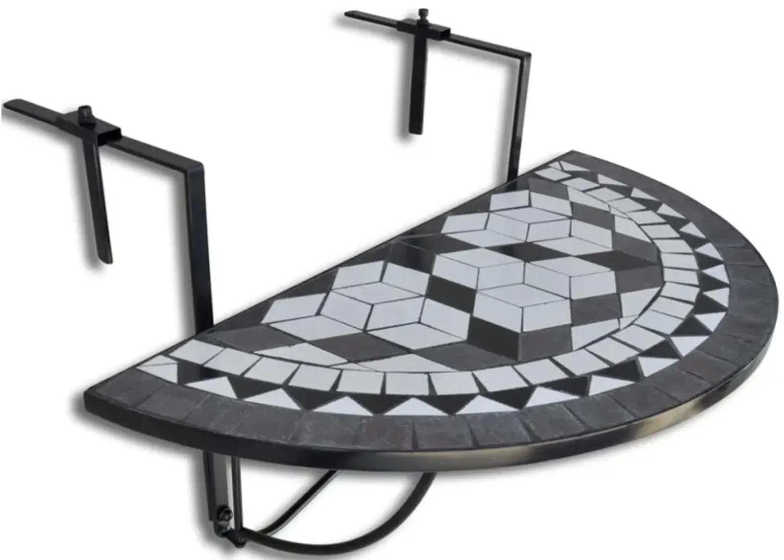 vidaXL Hanging Balcony Table Black and White Mosaic