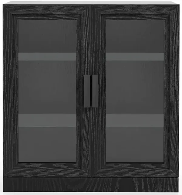 Black Sideboard Cabinet, Storage Organizer with Adjustable Shelves and Glass Doors