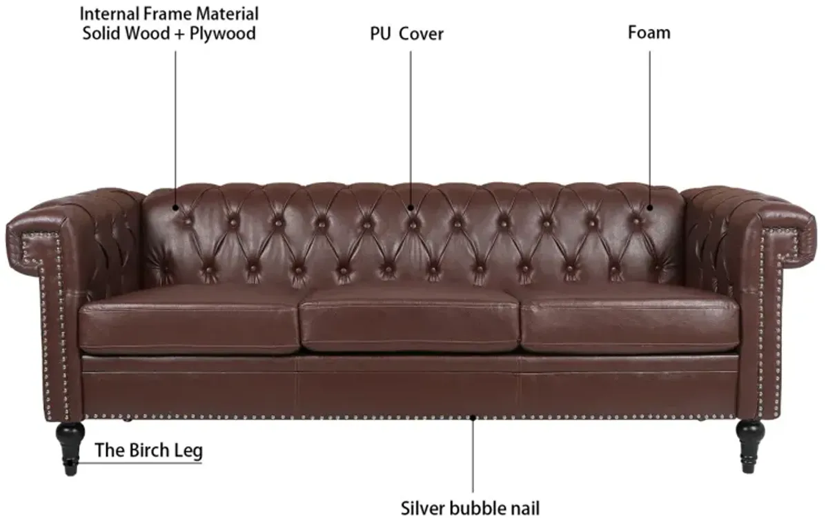 Traditional Square Arm Removable Cushion 3 Seater Sofa