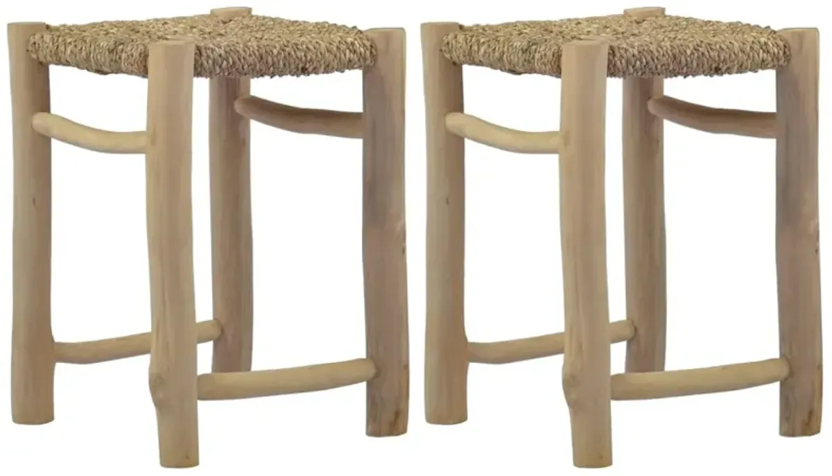 vidaXL Stools 2 pcs Brown Seagrass