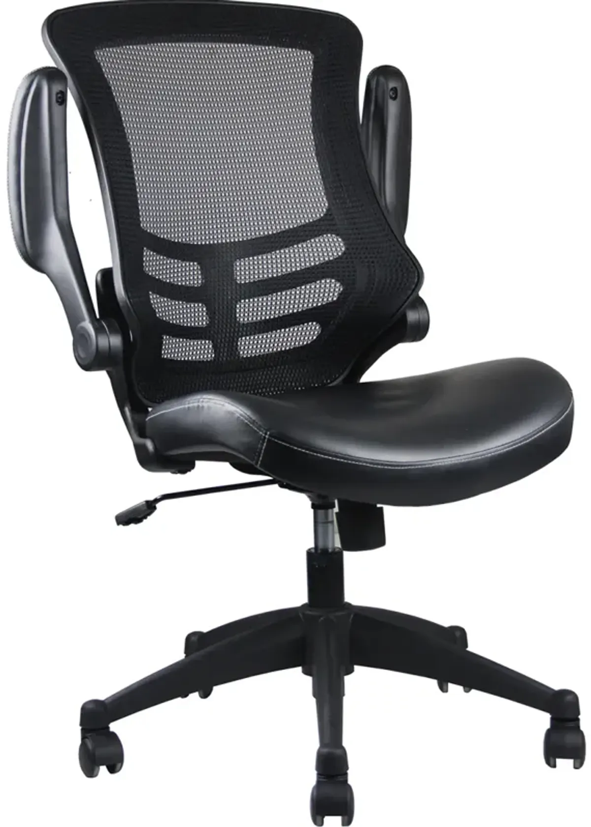 Stylish Mid-Back Mesh Office Chair With Adjustable Arms, Black