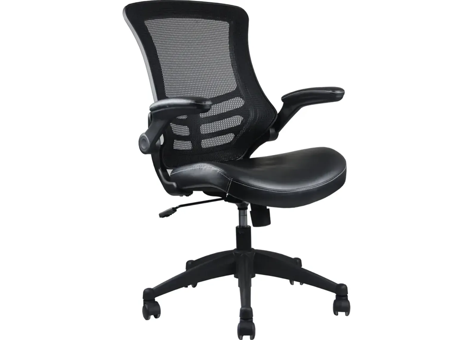 Stylish Mid-Back Mesh Office Chair With Adjustable Arms, Black