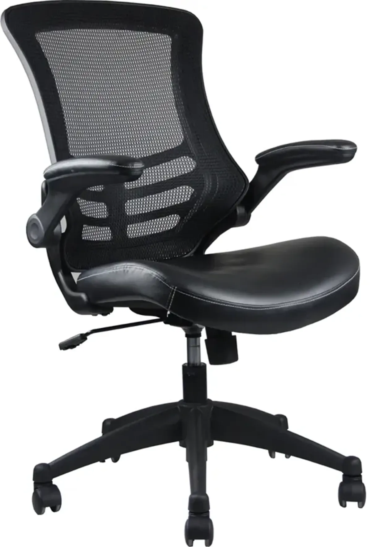 Stylish Mid-Back Mesh Office Chair With Adjustable Arms, Black