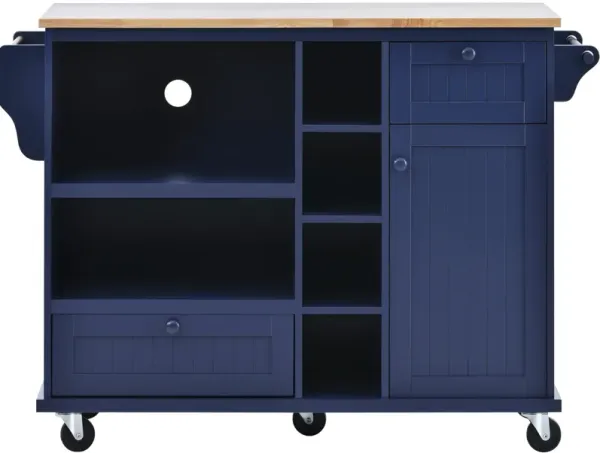Streamdale Solid Wood Kitchen Island Cart with Cabinet
