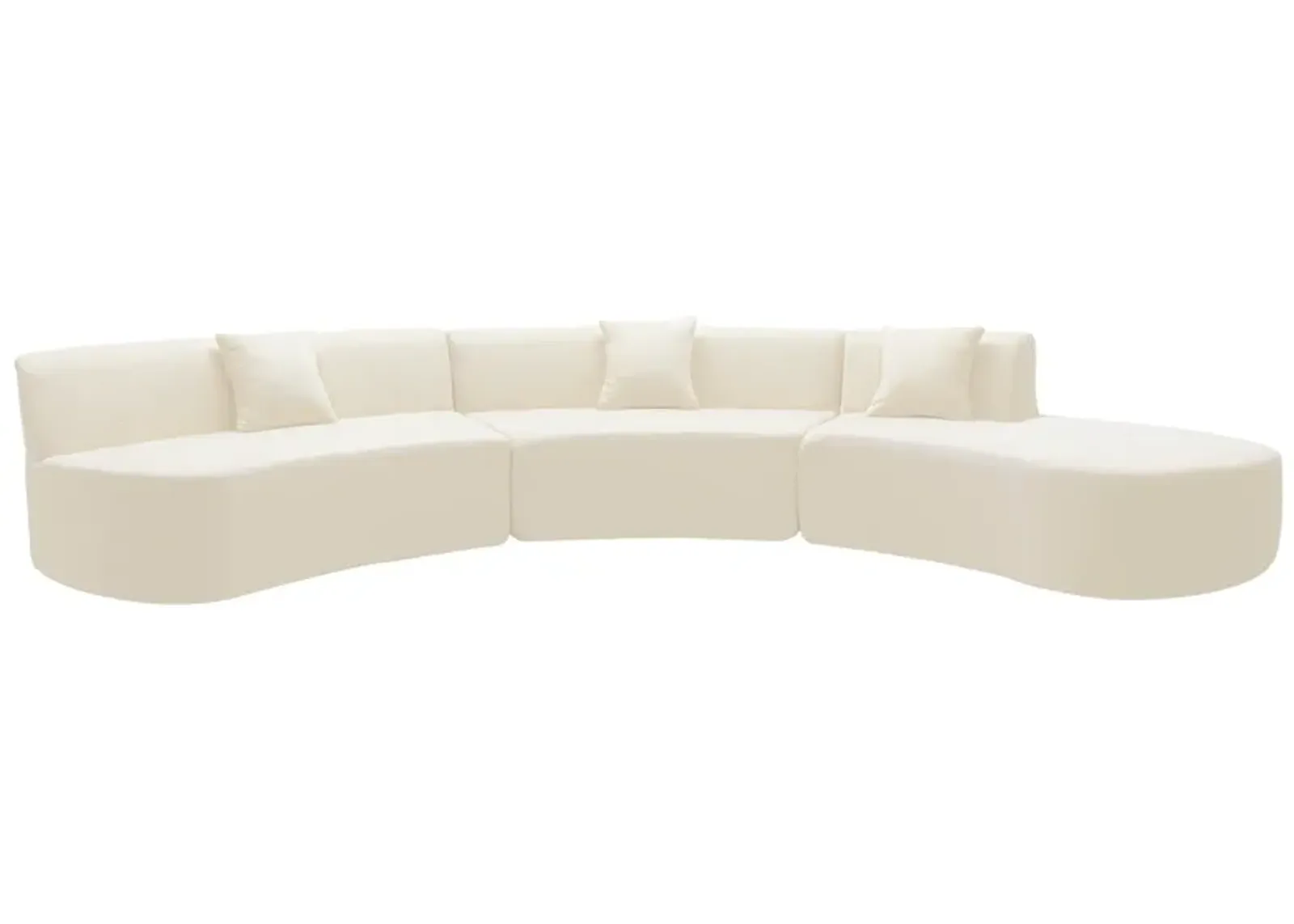 Merax Chenille Curved Sofa with Three Throw Pillows