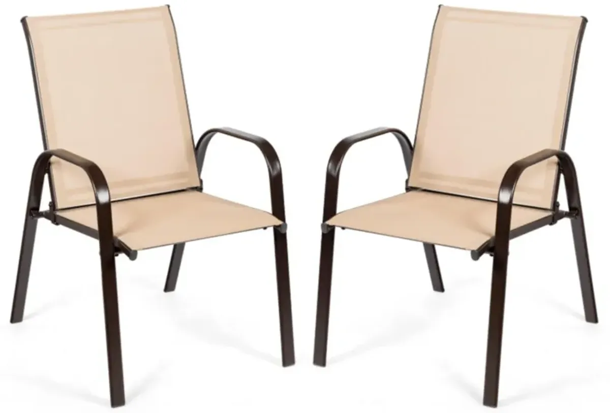 Hivvago 2 Pieces Patio Outdoor Dining Chair with Armrest