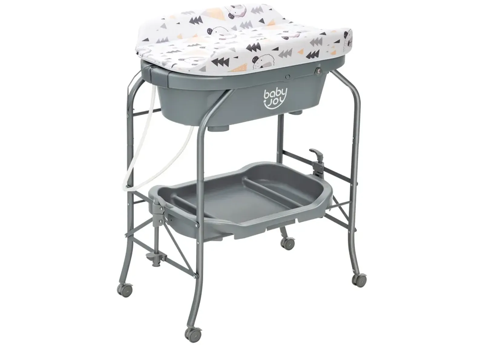 Folding Baby Changing Table with Bathtub and 4 Universal Wheels