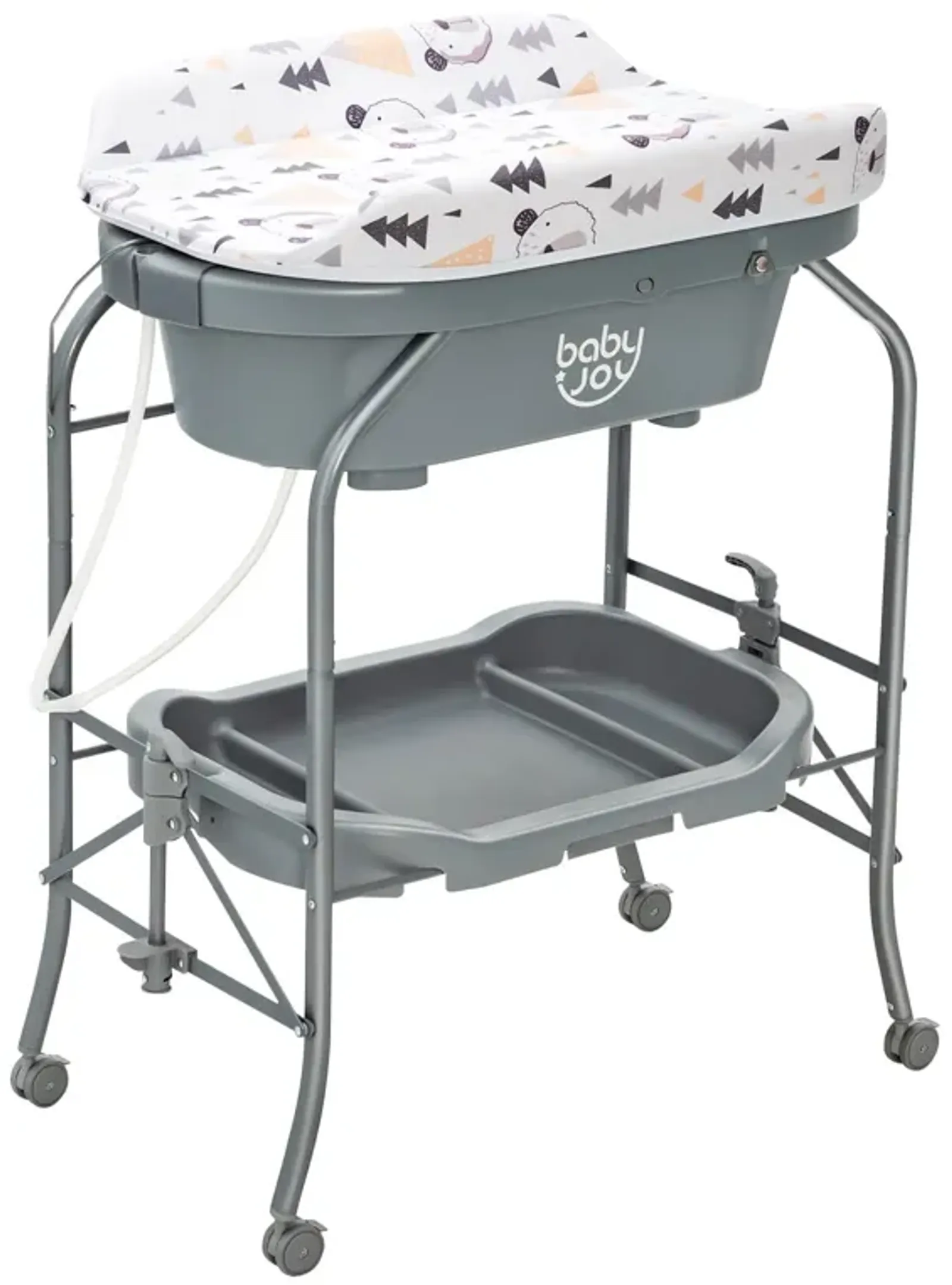 Folding Baby Changing Table with Bathtub and 4 Universal Wheels