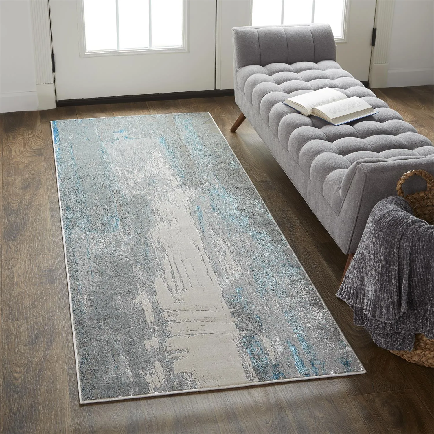 Azure 3406F Gray/Ivory/Blue 2'10" x 7'10" Rug