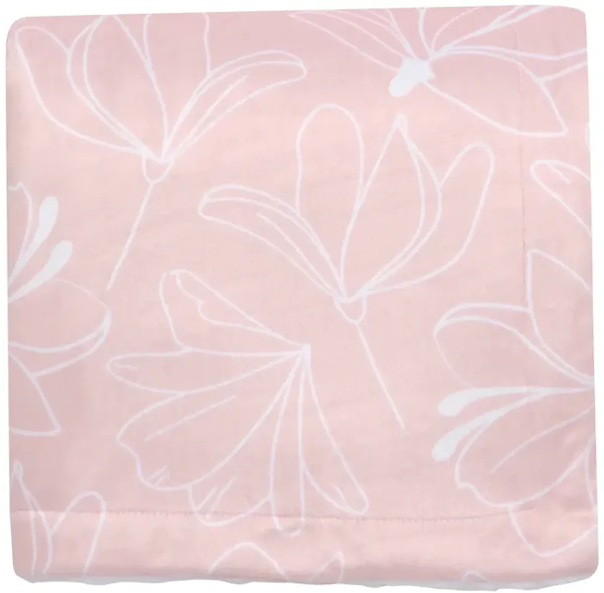 Lambs & Ivy Petals Pink/White Floral Fleece Faux Shearling Soft Baby Blanket