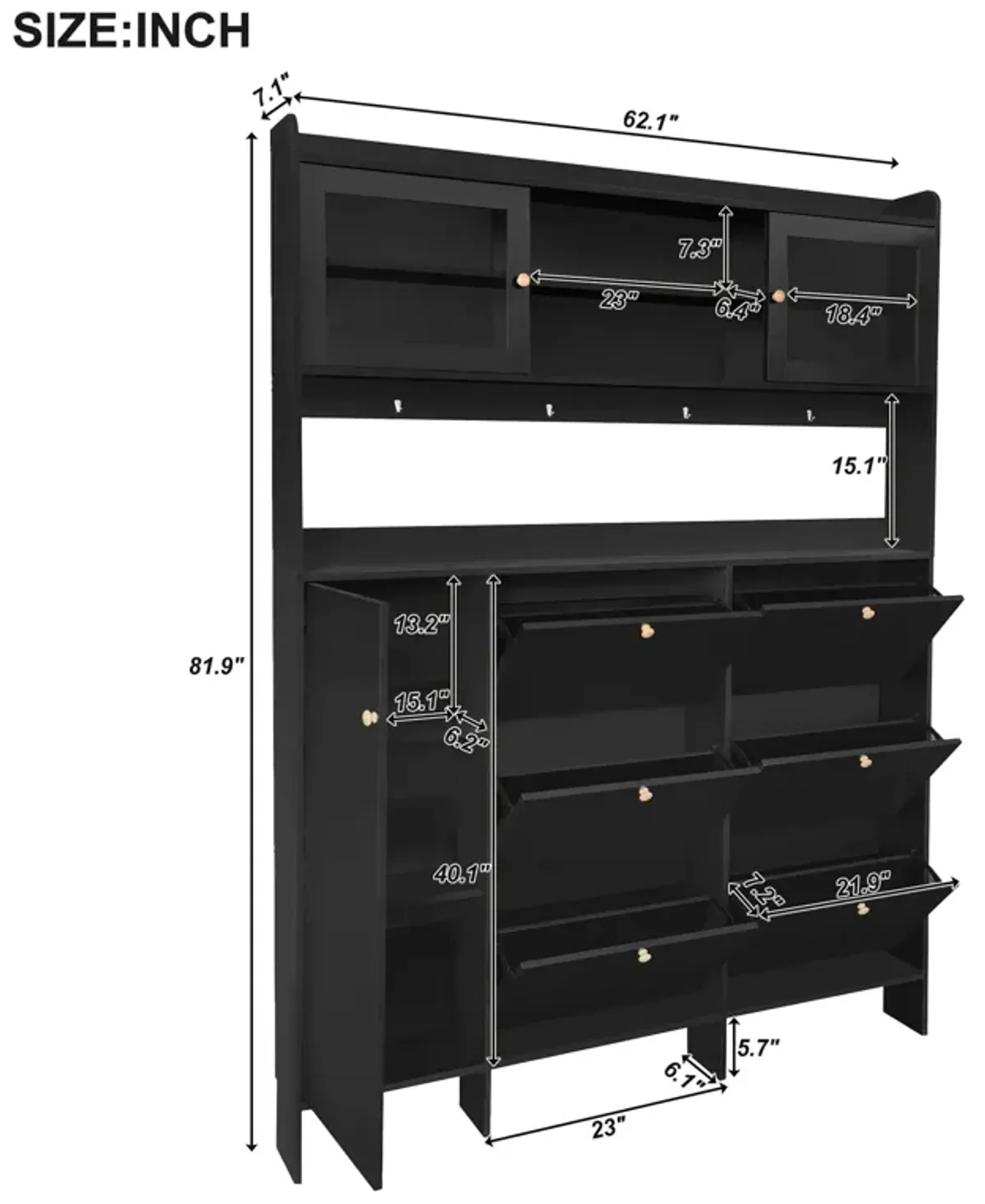 Merax 6 Flip Drawers Shoe Cabinet with Storage Shelf