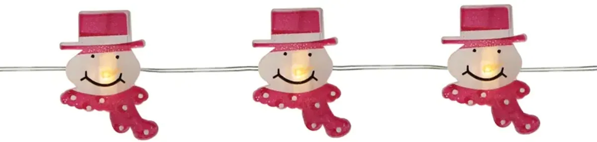 20 Battery Operated White Snowman LED Christmas Lights - 6 ft Silver Wire