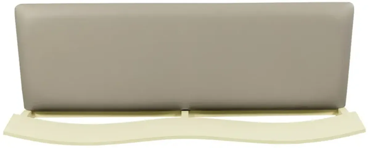 Celi 53 Inch Dining Bench, Taupe Faux Leather Seat, Beige Wood Frame - Benzara