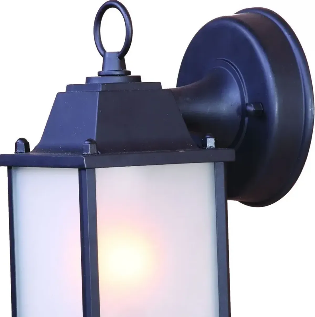 Homezia Matte Black Hanging Frosted Glass Lantern Wall Light