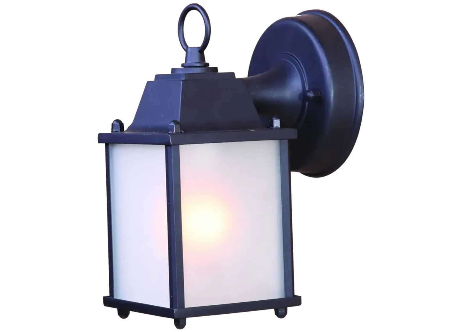 Homezia Matte Black Hanging Frosted Glass Lantern Wall Light