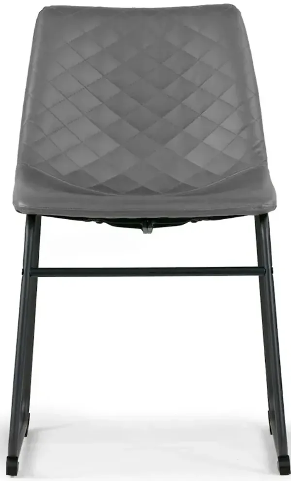 Glamour Home Set of 2 Ave Iron Frame Gray Faux Leather Dining Chair with Stitching