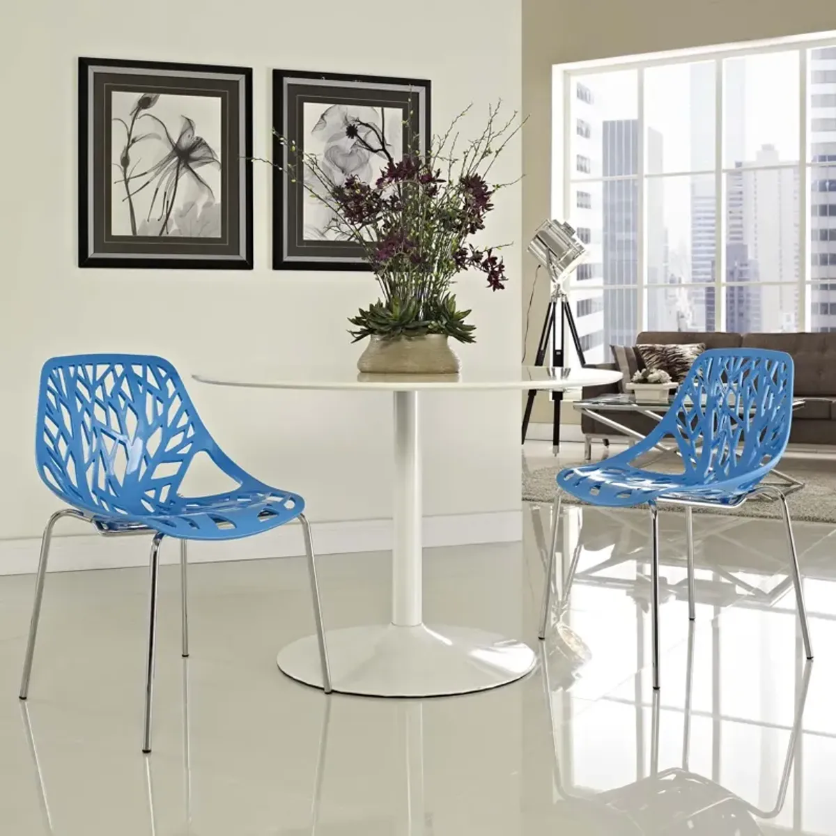 Stencil Dining Side Chair Plastic Set of 2