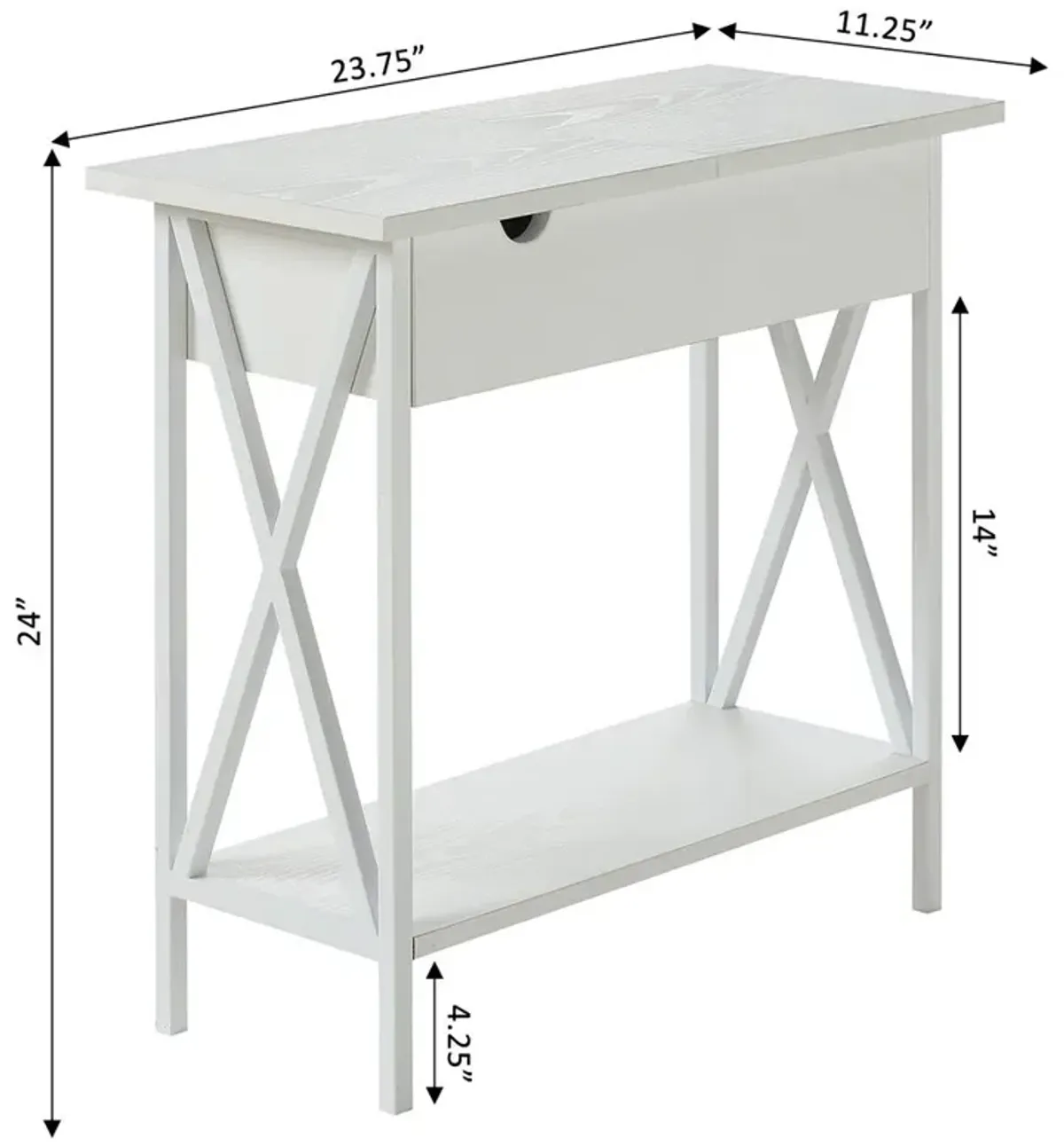 Convience Concept, Inc. Tucson Flip Top End Table with Charging Station and Shelf