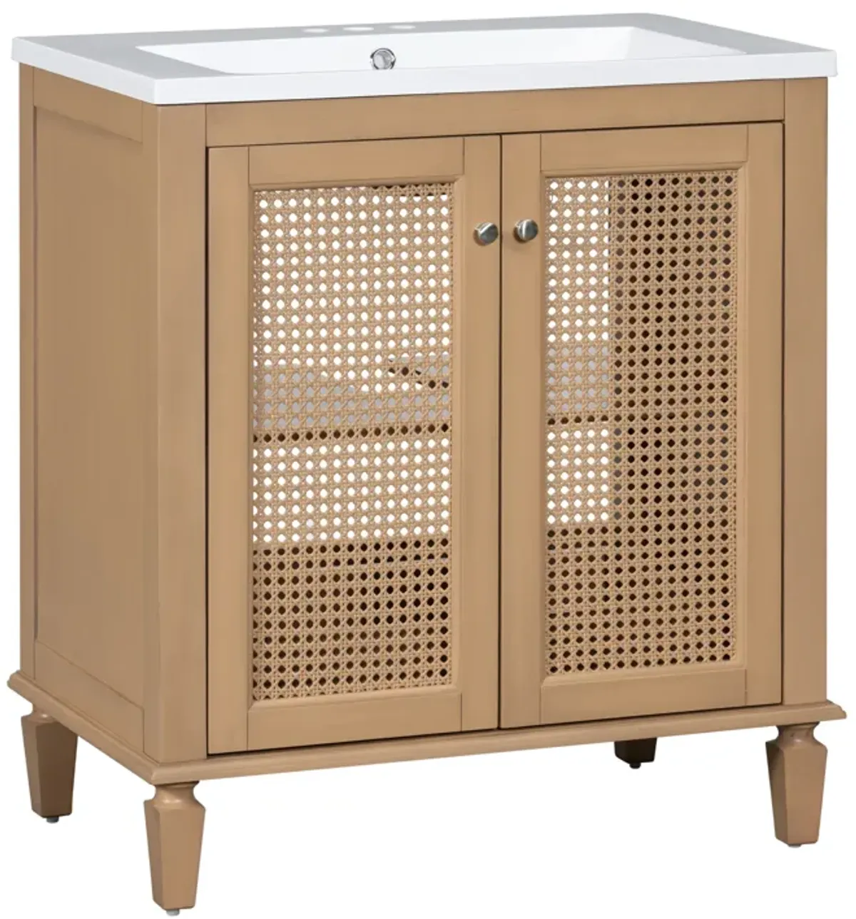 Gewnee 30 Inch Bathroom Vanity: Resin Sink and Solid Wood Frame