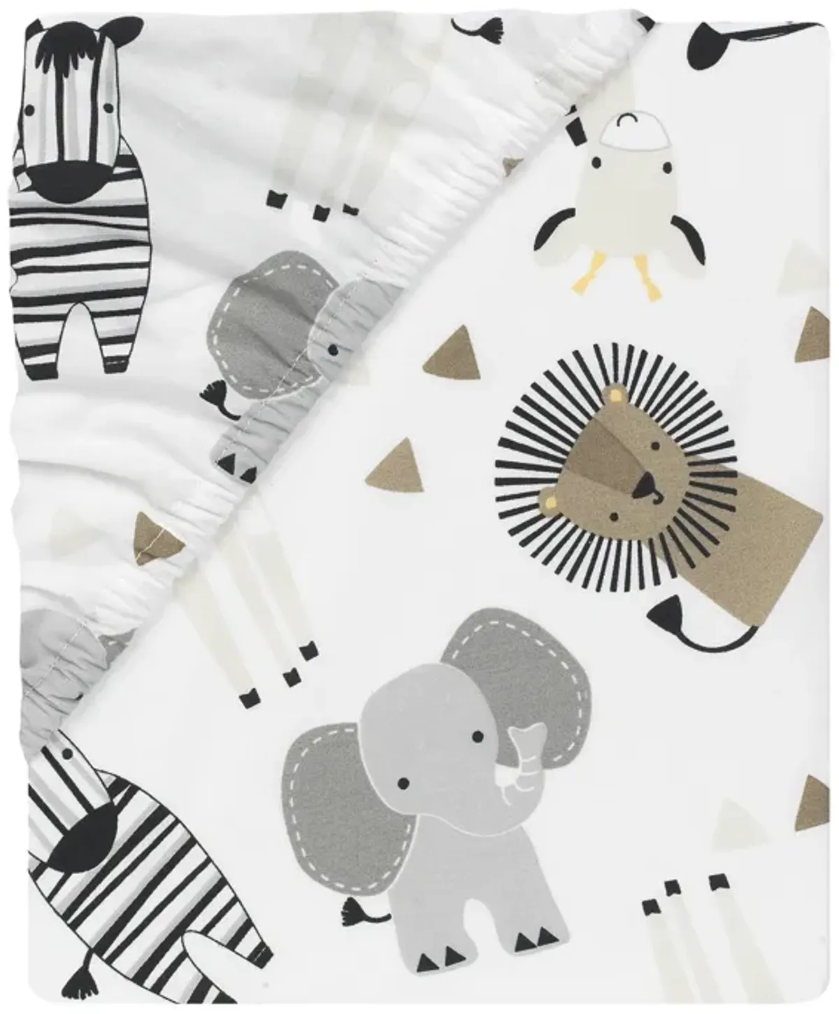 Lambs & Ivy Jungle Safari Elephant 3-Piece Mini Crib Bedding Set - Gray/White