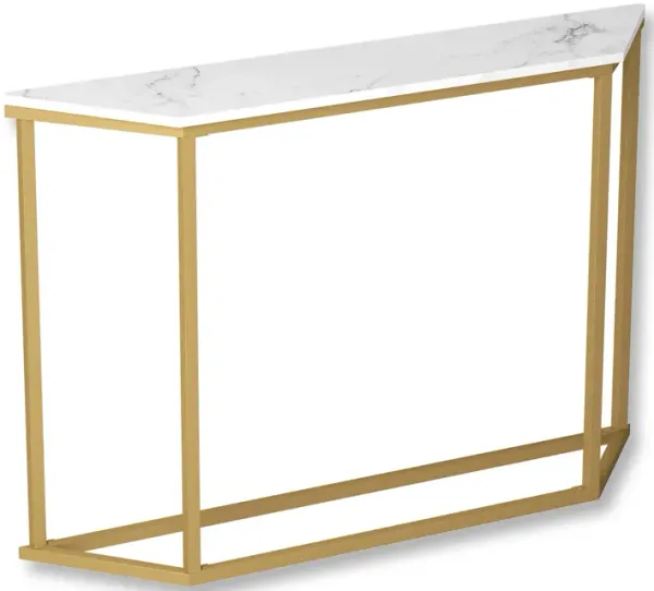 Safdie & Co Entryway Table Console Table Sofa Couch Table Accent Table - 44" Long Marble Look with Gold Metal for Living Room