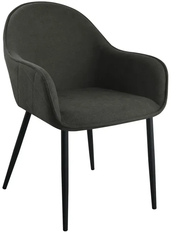 Emin 23 Inch Dining Armchair, Modern Charcoal Gray Fabric Seat, Set of 2 - Benzara