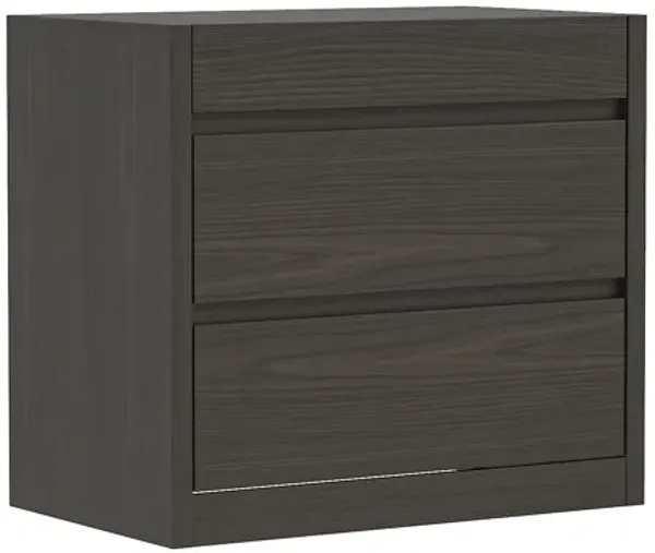 FUFU&GAGA Walnut Grain NFC Card & Phone Unlock Side Cabinet with Locking Top Drawer, 2 Storage Drawers, Open Shelf - 23.6" W x 25.9" D x 15.7" H, Dark Brown
