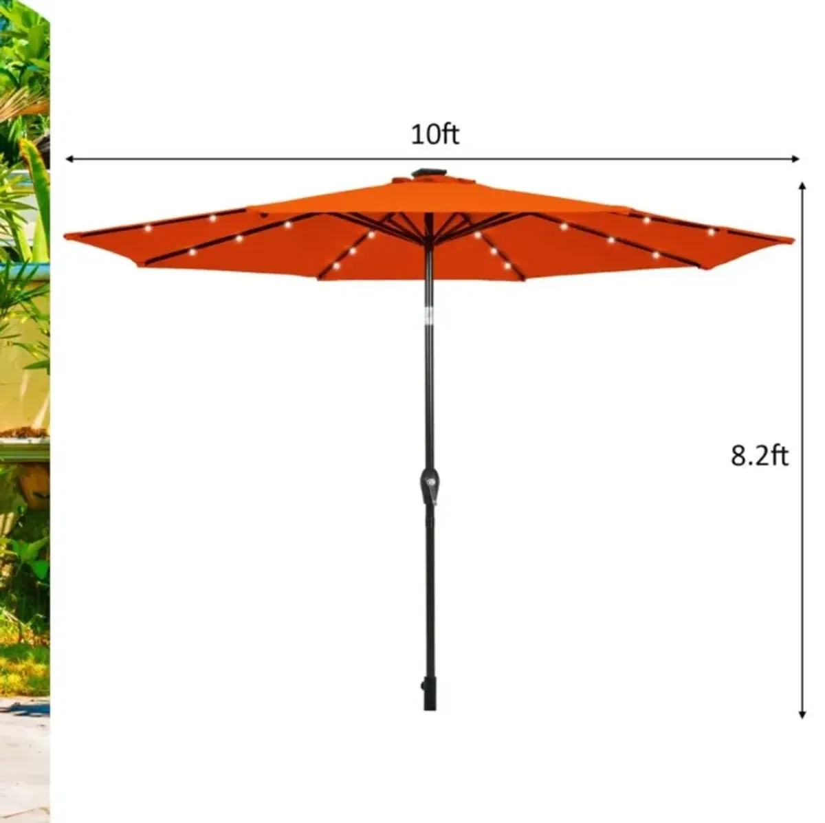 Hivvago 10 Feet Outdoor Patio Umbrella with Bright Solar LED Lights